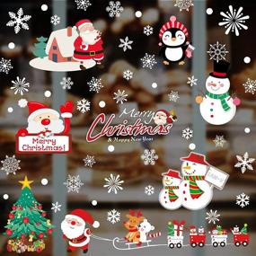 img 4 attached to 🎅 195-Piece Snowflakes Christmas Window Clings Decal Stickers, Xmas Window Decals - 8 Sheets