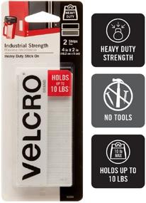 img 3 attached to 🔒 VELCRO Brand Industrial Fasteners Stick-On Adhesive - Heavy Duty Strength, Holds up to 10 lbs on Smooth Surfaces - Indoor Outdoor Use, 4in x 2in (2pk), Strips - 2 Sets