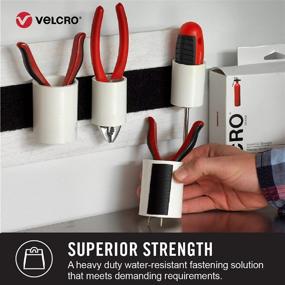 img 1 attached to 🔒 Скотч VELCRO Brand промышленные скрепки на клейкой основе - повышенная прочность, выдерживает до 10 фунтов на гладких поверхностях - для использования в помещении и на открытом воздухе, 4 дюйма на 2 дюйма (2 шт), полоски - 2 комплекта