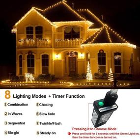 img 3 attached to Enhance Your Holiday Décor with 400 LED Christmas Lights Outdoor Decorations - 33ft, 🎄 8 Modes, Curtain Fairy String Light with 75 Drops for a Warm and Enchanting Ambience!