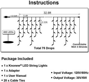 img 2 attached to Enhance Your Holiday Décor with 400 LED Christmas Lights Outdoor Decorations - 33ft, 🎄 8 Modes, Curtain Fairy String Light with 75 Drops for a Warm and Enchanting Ambience!