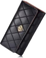 👛 elegant clutch crown wallet: stylish women's long leather purse logo