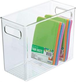 img 4 attached to 🗃️ mDesign Clear Tall Plastic Craft, Sewing, Crochet Storage Container Bin with Built-in Handles - Compact Organizer and Holder for Thread, Beads, Ribbon, Glitter, Clay