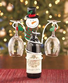 img 1 attached to Holiday Snowman Wine 🎅 Bottle and Glass Holder by LTD