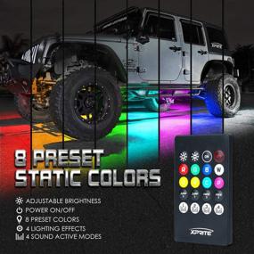 img 2 attached to 🚗 Xprite Car Underglow Neon Accent Strip Lights Kit: Vibrant 8-Color Sound-Active LEDs, Wireless Remote Control, and Extended Connectivity.