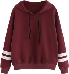 img 4 attached to 👕 SweatyRocks Cozy Sweatshirt: Pullover Fleece Striped Hoodie with Drop Shoulder