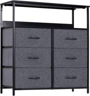 🗄️ lyncohome 6 drawers dresser with shelves - storage cabinet: sturdy steel frame, wood top & removable fabric drawers (gray) - ideal for bedroom, closet, office organization логотип