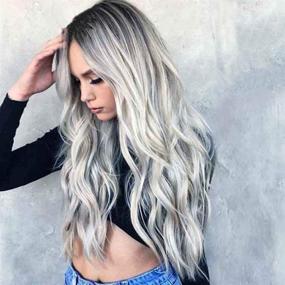 img 3 attached to 💇 Wigood 28" Ombre Wig Silver Gray - Long Wavy Heat Resistant Synthetic Natural Full Wig with Free Wig Cap for Women - Party, Cosplay, Halloween, Christmas Costume Accessories