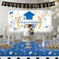 🎉 2021 graduation decorations: party supplies, large banner backdrop, tablecover (107"x 52") & party banner backdrop (70.8"x42.9") - blue logo