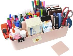 img 4 attached to 🗂️ Premium Office Desk Storage Organizer with 8 Compartments | DIY Box for Remote Controls, Cosmetics, Pens, Pencils, and Stationery Supplies | Made in the USA