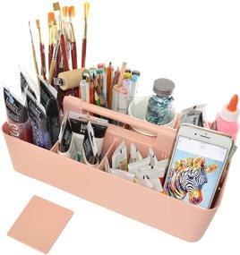 img 3 attached to 🗂️ Premium Office Desk Storage Organizer with 8 Compartments | DIY Box for Remote Controls, Cosmetics, Pens, Pencils, and Stationery Supplies | Made in the USA