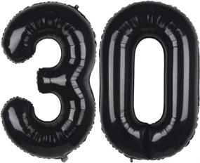 img 1 attached to Perfect Party Decor: 40 Inch Black 30 Foil Mylar Number Balloons for 30th Celebrations