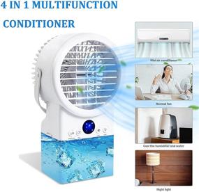 img 2 attached to 🔥 Kentaly Portable 4-in-1 Air Conditioner Fan with Timer, 3 Speeds Mini Cooler, Quiet Desk AC Unit with 7 Colors Light - Portable Personal Air Conditioner