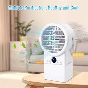 img 1 attached to 🔥 Kentaly Portable 4-in-1 Air Conditioner Fan with Timer, 3 Speeds Mini Cooler, Quiet Desk AC Unit with 7 Colors Light - Portable Personal Air Conditioner