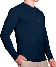 img 3 attached to 👔 Sleeve Henley Shirts: Stylish and Comfortable Fitted Stretch Men's Clothing