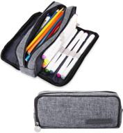 🖊️ isuperb large capacity pencil case: spacious 3-compartment canvas pen bag with zipper for stationery, makeup and more logo
