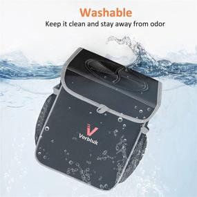 img 1 attached to 🚗 Verbluk Car Trash Can with Lid: Sturdy, Machine Washable, 100% Leakproof - Ideal Waterproof Car Garbage Can with Pockets for Headrest and Console