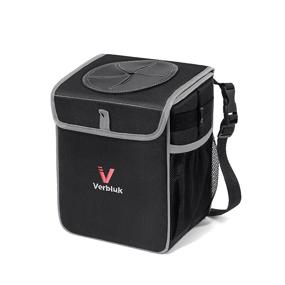 img 4 attached to 🚗 Verbluk Car Trash Can with Lid: Sturdy, Machine Washable, 100% Leakproof - Ideal Waterproof Car Garbage Can with Pockets for Headrest and Console
