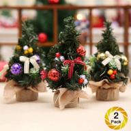 🎄 decorate your home, office, and more with 8" artificial fake mini christmas trees (2 pack with random color) – including gifts ornaments and desk top stand! logo