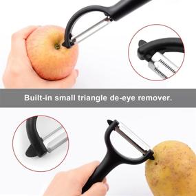 img 1 attached to 🥕 Stainless Steel Y-Shaped and L-Shaped Peelers: Kitchen Peelers for Potato Apple Carrot Veggie - 2PCS Set for Effortless Vegetable & Fruit Peeling