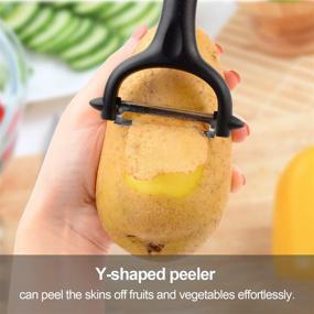 img 2 attached to 🥕 Stainless Steel Y-Shaped and L-Shaped Peelers: Kitchen Peelers for Potato Apple Carrot Veggie - 2PCS Set for Effortless Vegetable & Fruit Peeling