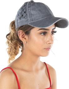 img 1 attached to Criss Womens Baseball Distressed Ponytail Outdoor Recreation and Outdoor Clothing