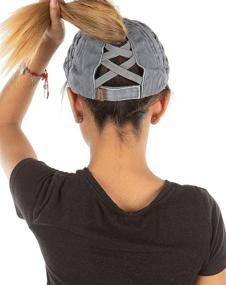 img 2 attached to Criss Womens Baseball Distressed Ponytail Outdoor Recreation and Outdoor Clothing