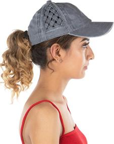 img 3 attached to Criss Womens Baseball Distressed Ponytail Outdoor Recreation and Outdoor Clothing