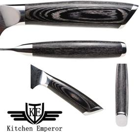 img 1 attached to Нож для хлеба Kitchen Emperor: 9-дюймовое зубчатое лезвие 🔪 из премиальной немецкой нержавеющей стали с рукояткой из пакка-дерева.