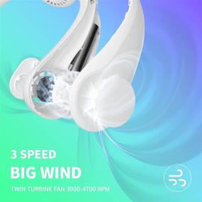 img 1 attached to 🌀 Portable Neck Fans - 5200mAh Battery Operated Hands-Free NeckBand Fan with 79 Air Outlets, Unique Back Motor, Bladeless Hanging Wearable Neck Cooler - 3 Speeds, USB Rechargeable Leafless Personal Fan