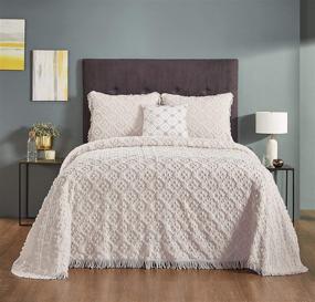 img 4 attached to 🛏️ Charleston Bedspread Set by Better Trends: Matching Shams, Dec Pillow Included | Super Soft & Light Weight Medallion Design | 100% Cotton Tufted | Machine Washable & Tumble Dry | Queen Size | Ivory Color