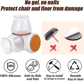 img 2 attached to 16 PCS Silicone Chair Leg Floor Protectors with Felt Pads - Ultimate Hardwood Floor Protection from Scratches and Prevent Noise