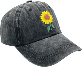 img 2 attached to 🌻 Women's Vintage Washed Adjustable Sunflower Baseball Cap - NVJUI JUFOPL Dad Hat