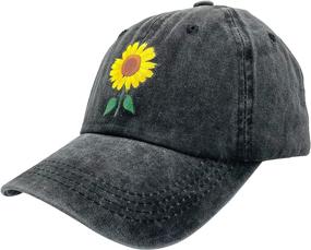 img 3 attached to 🌻 Women's Vintage Washed Adjustable Sunflower Baseball Cap - NVJUI JUFOPL Dad Hat