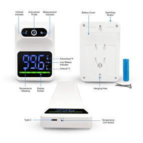 img 3 attached to 🌡️ Gorilla Gadgets Wall-Mounted Forehead Thermometer for Adults - Infrared Non-Contact Digital Temperature Thermometer with Fever Alarm - Accurate Readings for Schools and Offices - Rechargeable Battery Included