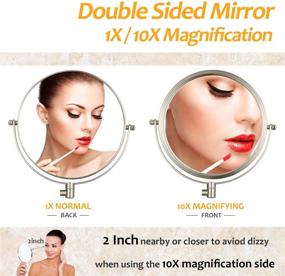 img 3 attached to ALHAKIN Nickel Finish Bathroom Mirror - Wall Mounted 10x Magnification 8'' Two-Sided Swivel Extendable Makeup Mirror