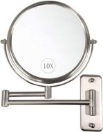 alhakin nickel finish bathroom mirror - wall mounted 10x magnification 8'' two-sided swivel extendable makeup mirror logo