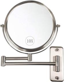 img 4 attached to ALHAKIN Nickel Finish Bathroom Mirror - Wall Mounted 10x Magnification 8'' Two-Sided Swivel Extendable Makeup Mirror