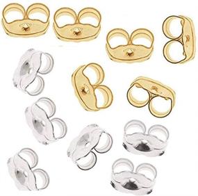 img 4 attached to 💎 Улучшите свои серьги: Tripmark Fashion Jewelry 14K Золотая/Белая гарнитура для сережек - комплект из 12 заменяемых гарнитур для сережек
