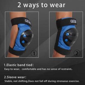 img 1 attached to GEQID Youth/Kids Knee Pads Elbow Pads Wrist Guards Protective Gear Set - High Impact Resistance for Skateboarding, Inline Roller Skating, Skates, and Scooters - Blue (Medium Size)