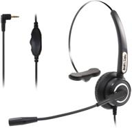 durable corded headset for cordless phones: brisk links 2.5mm hands-free headset with volume control logo