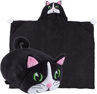 🐱 kids comfy critters stuffed animal blanket – cat – huggable pillow and blanket ideal for pretend play, travel, and nap time logo