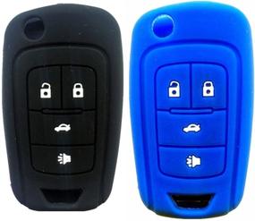 img 4 attached to 🔑 Чехлы для ключей Ezzy Auto черные и синие на 4 кнопки для Chevrolet Camaro 2010-2014: кейс из силикона на складывающийся ключ