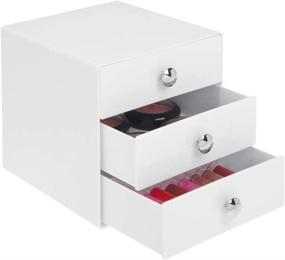 img 1 attached to 💎 iDesign Plastic 3-Drawer Jewelry Box - Compact Storage Drawer Set for Cosmetics, Makeup, Hair Care, Bathroom, Office, Dorm, Desk, Countertop - 6.5&#34; x 6.5&#34; x 6.5&#34; - Set of 4 - White