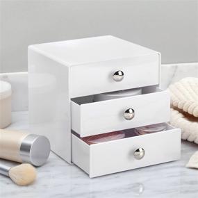 img 3 attached to 💎 iDesign Plastic 3-Drawer Jewelry Box - Compact Storage Drawer Set for Cosmetics, Makeup, Hair Care, Bathroom, Office, Dorm, Desk, Countertop - 6.5&#34; x 6.5&#34; x 6.5&#34; - Set of 4 - White