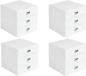 img 4 attached to 💎 iDesign Plastic 3-Drawer Jewelry Box - Compact Storage Drawer Set for Cosmetics, Makeup, Hair Care, Bathroom, Office, Dorm, Desk, Countertop - 6.5&#34; x 6.5&#34; x 6.5&#34; - Set of 4 - White