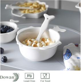 img 1 attached to DOWAN 10 унций Рамкин-чашки с ручкой - Милые суфле-посуды для выпечки, печей, рамкин-чашки с ручкой в форме рыбы - Идеально подходят для лавового торта, заварного крема, пудинга, мороженого - Набор из 6 штук, белый