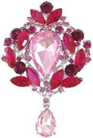 img 2 attached to 💎 Stunning Leaf Teardrop Pendant Brooch with Austrian Crystals by EVER FAITH - Exquisite Elegance