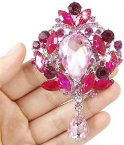 img 1 attached to 💎 Stunning Leaf Teardrop Pendant Brooch with Austrian Crystals by EVER FAITH - Exquisite Elegance