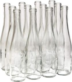 img 1 attached to North Mountain Supply - W17-CL 375ml Glass 🍾 Stretch Hock Wine Bottle - Case of 12 (Clear/Flint)